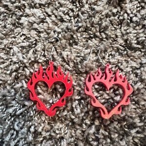 Flaming heart earrings